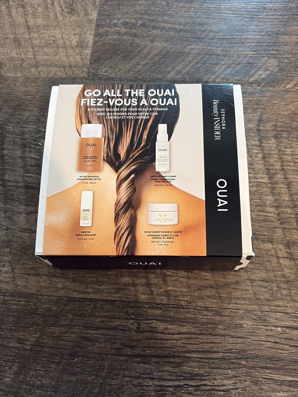 OUAI Beige and Black Gift Set Box